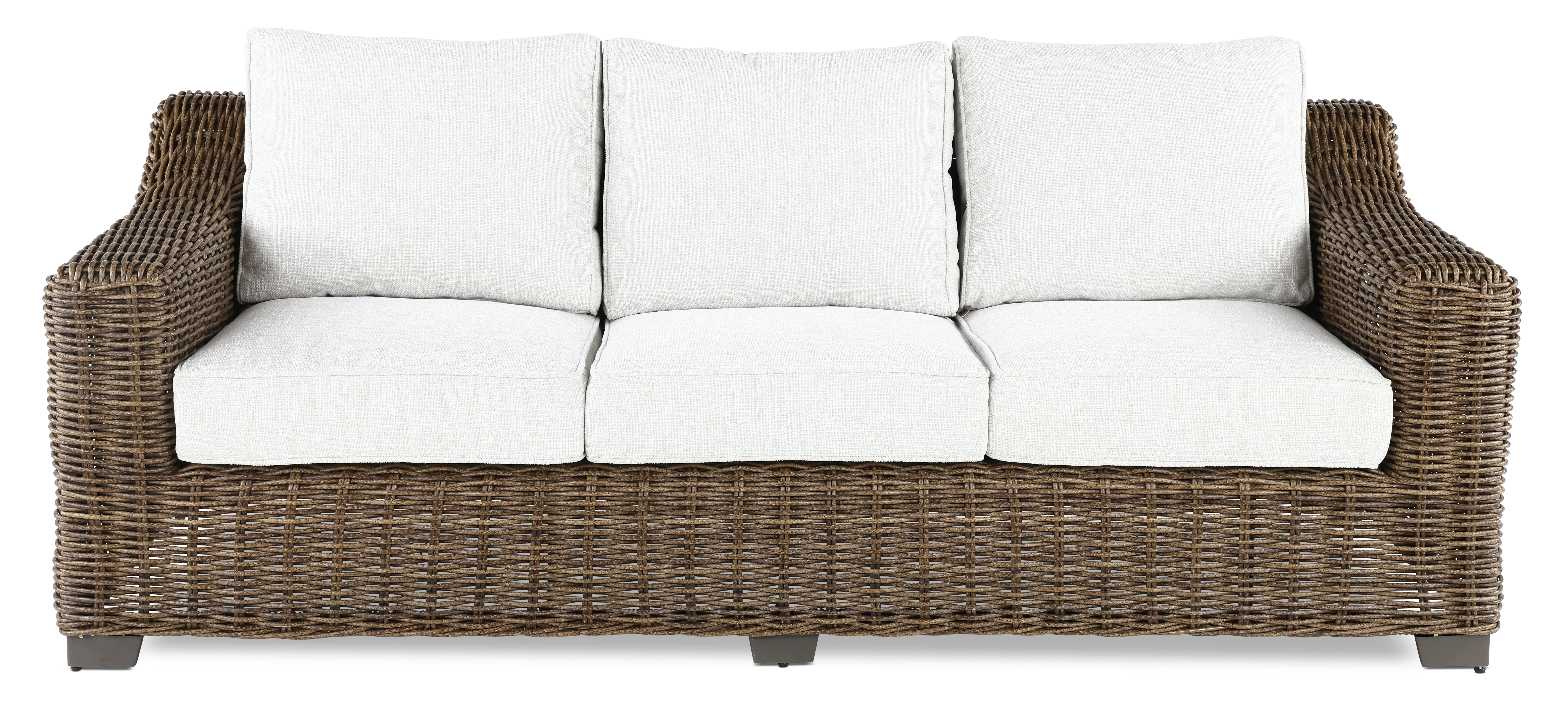 Carter Brown and Beige Wicker Patio Sofa-1