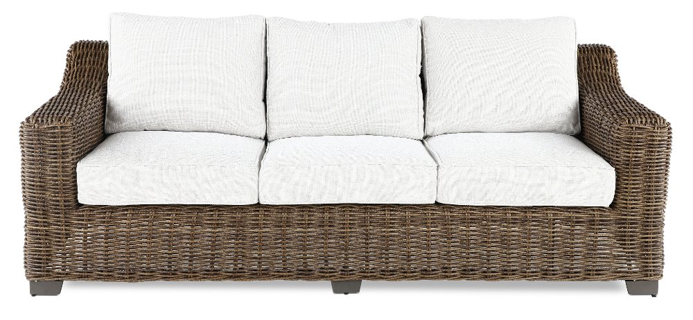 Carter Brown and Beige Wicker Patio Sofa