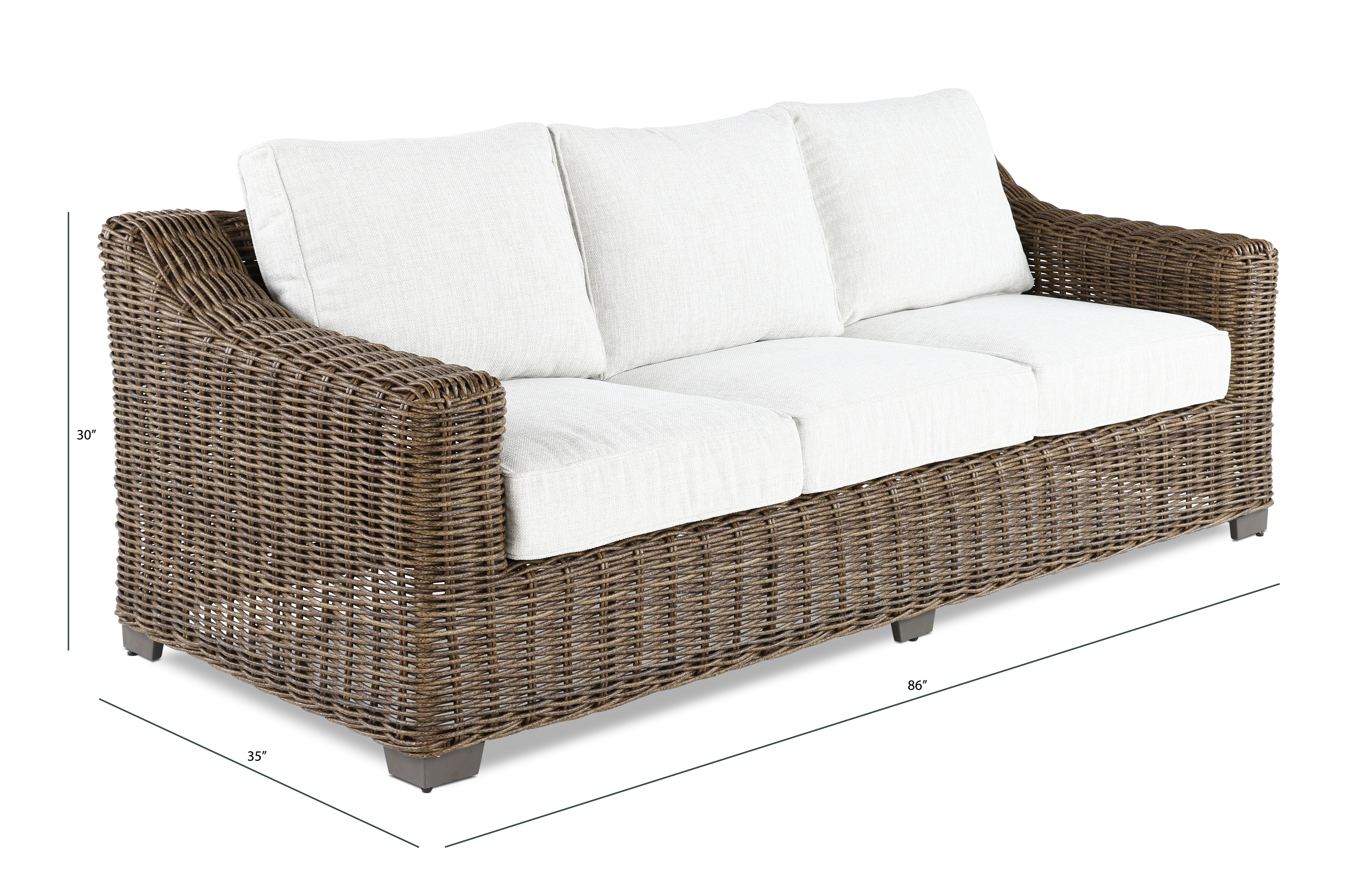 Carter Brown and Beige Wicker Patio Sofa-3