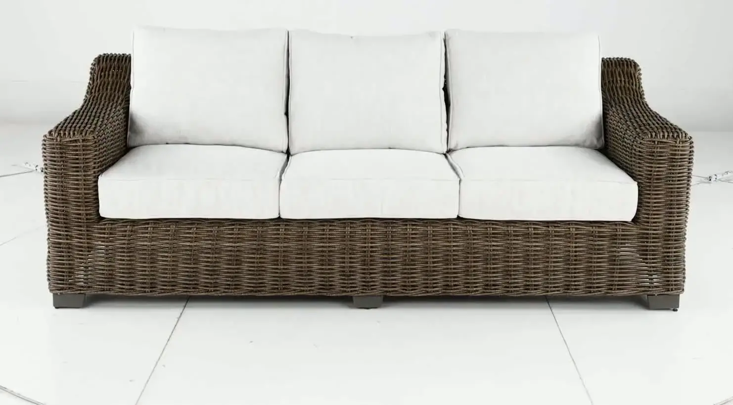 Carter Brown and Beige Wicker Patio Sofa-5