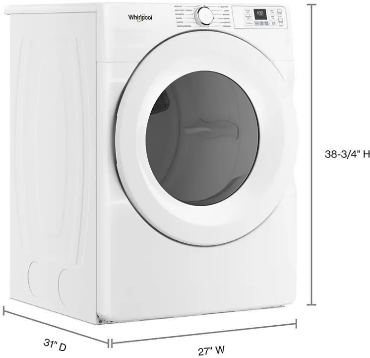 WED4720RW Whirlpool 7.4 Cu Ft Smart Electric Dryer - White-3