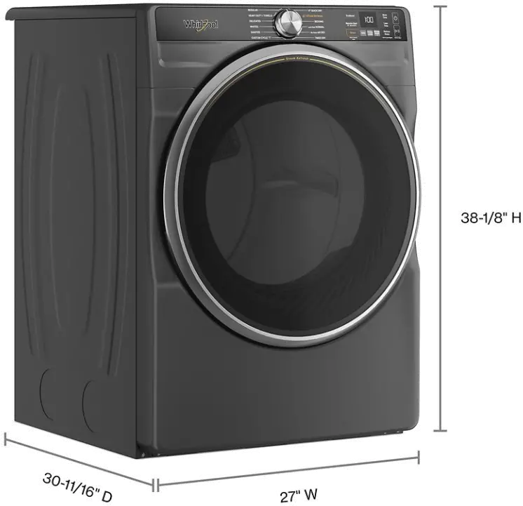 WED6720RU Whirlpool 7.4 Cu Ft Smart Electric Dryer with Steam - Volcano Black-3
