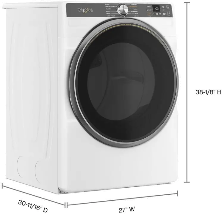 WED6720RW Whirlpool 7.4 Cu Ft Smart Electric Dryer with Steam - White-3