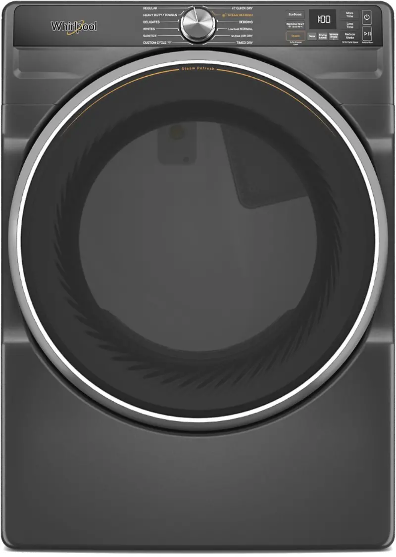 Whirlpool 7.4 Cu Ft Smart Gas Dryer with Steam - Volcano Black