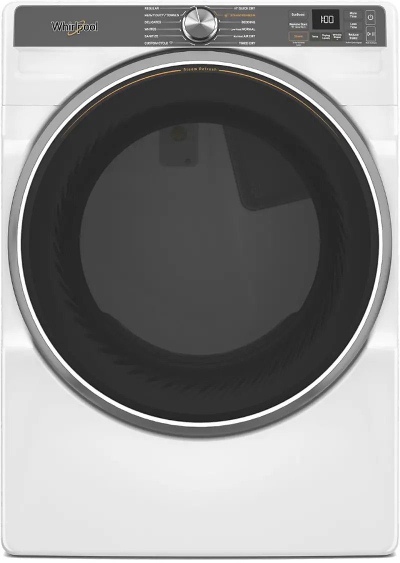 Whirlpool 7.4 Cu Ft Smart Gas Dryer with Steam - White