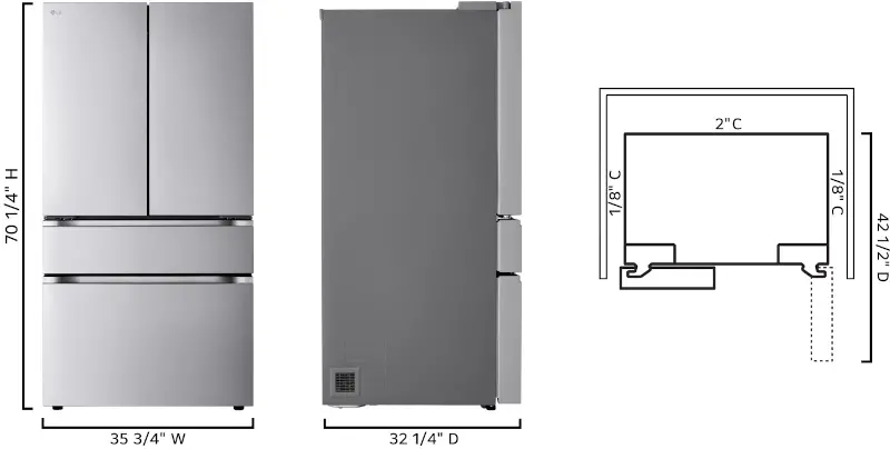 LF26C8210S LG 26 Cu Ft 4-Door French Door Refrigerator - Counter Depth Stainless Steel-3