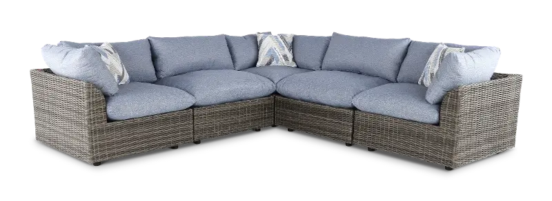 Cirrus 5 Piece Blue and Brown Patio Set