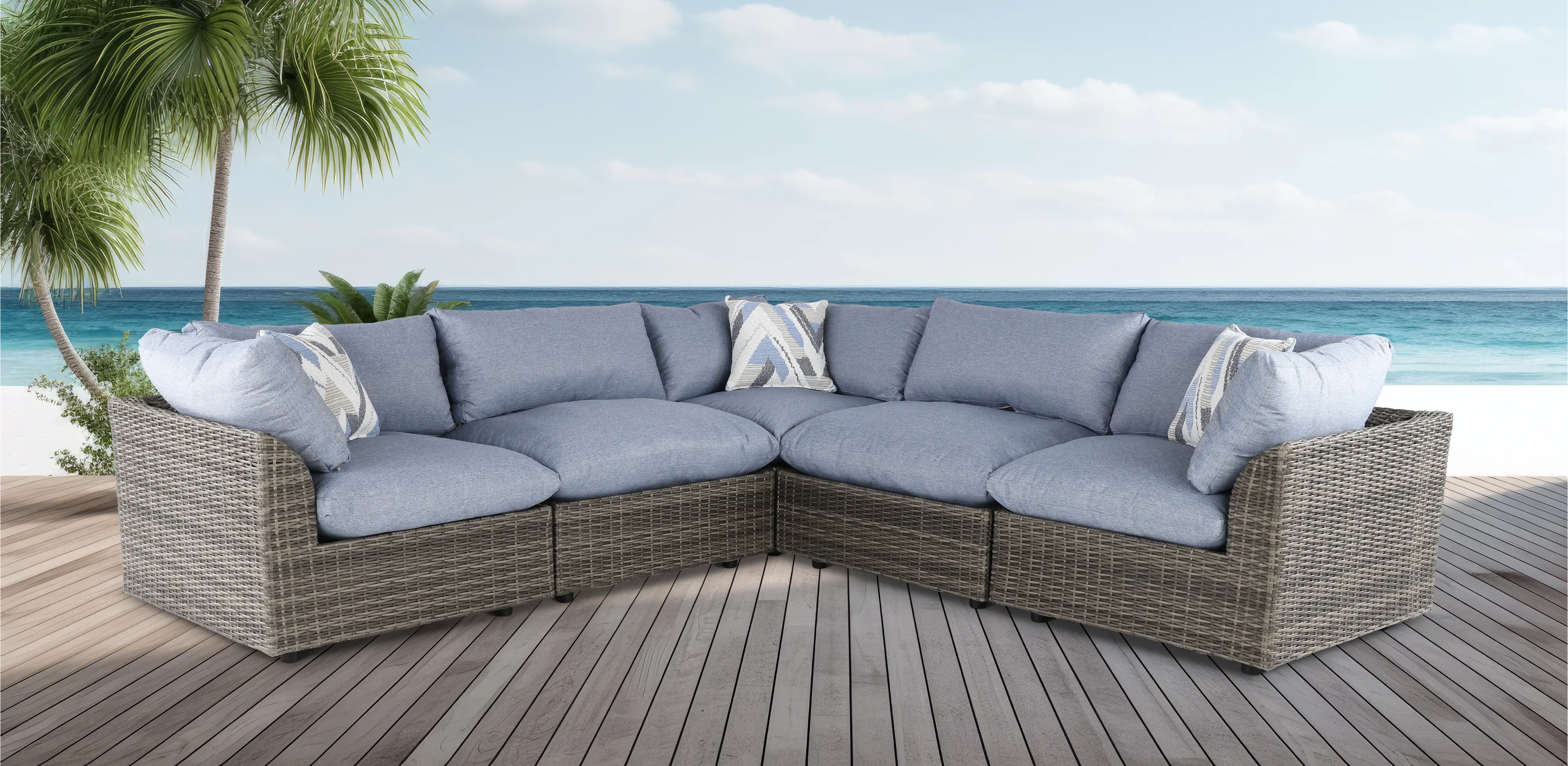 Cirrus Blue and Brown 5-Piece Patio Set-2