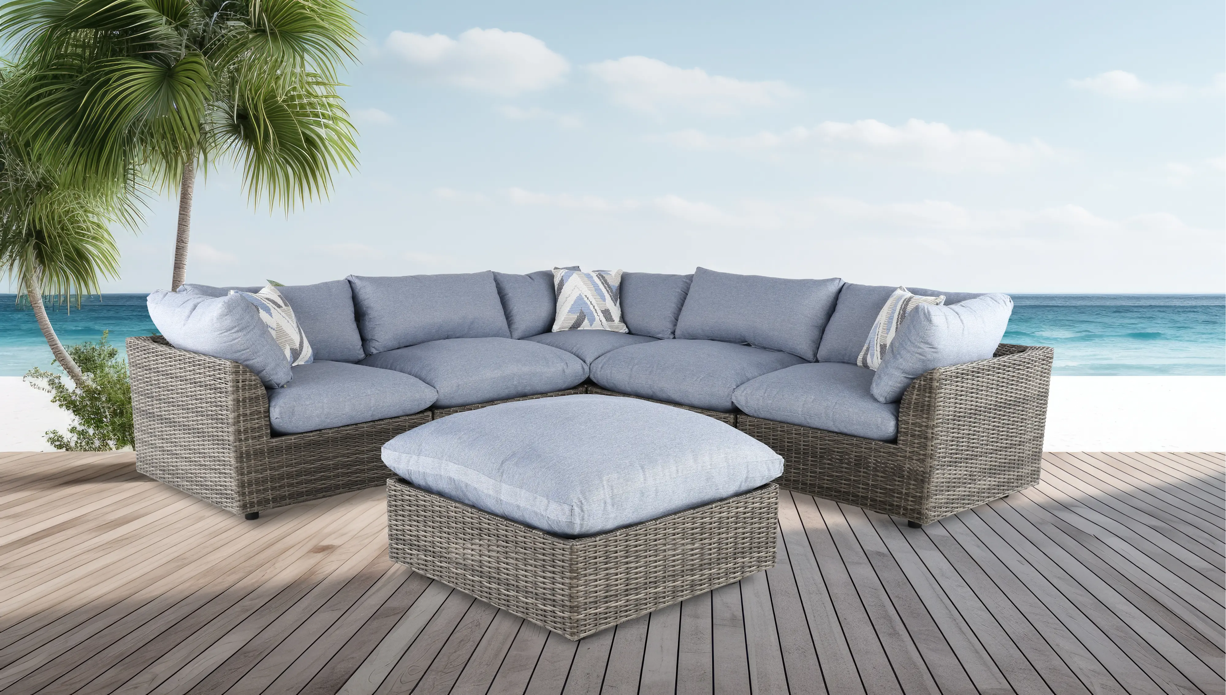 Cirrus Brown and Blue Patio Ottoman-2