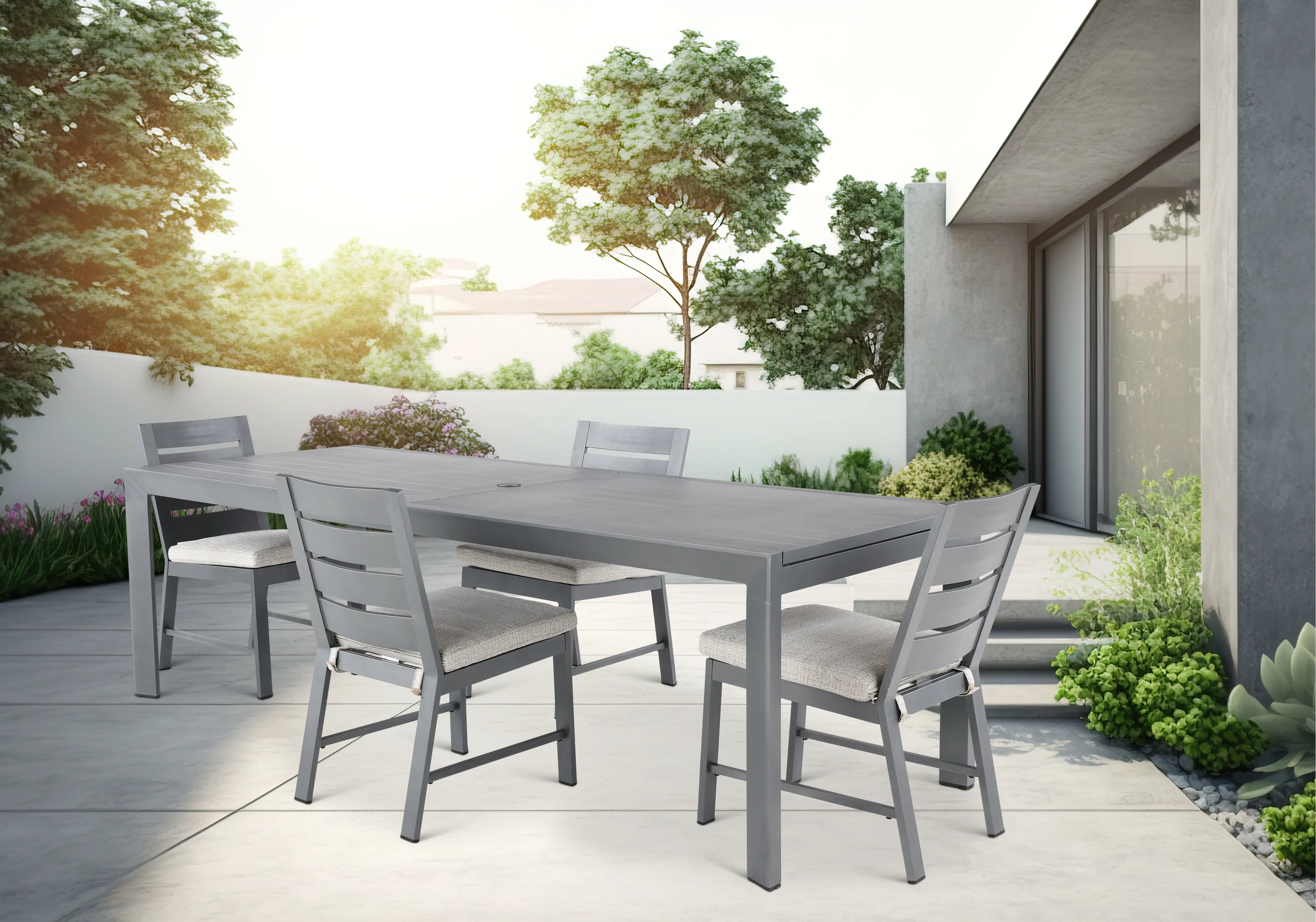 Gibraltar Gray and Beige Armless Dining Chair-10