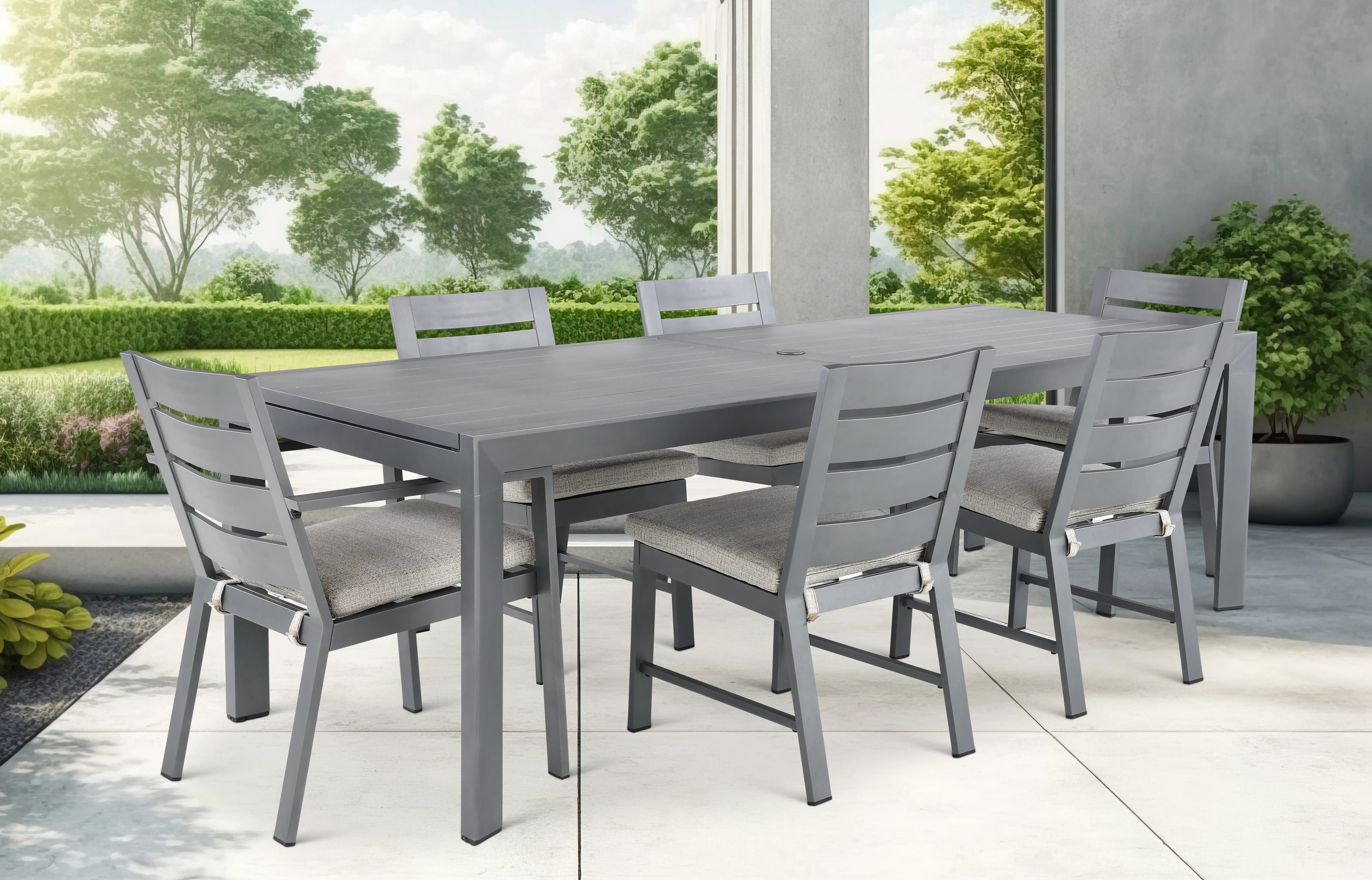 Gibraltar Gray and Beige 7-Piece Dining Table Set-2