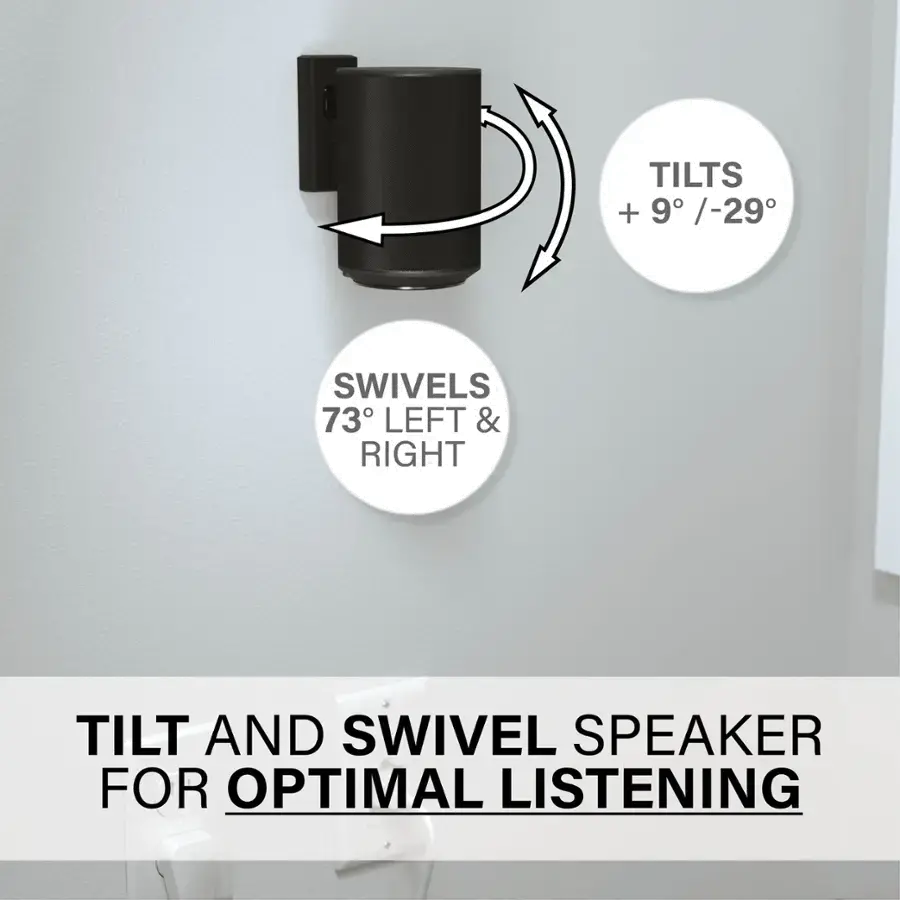 WSWM3IWP-B1 SANUS Tilt & Swivel Speaker Wall Mount and Power Kit-6