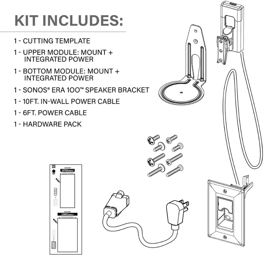 WSWM3IWP-B1 SANUS Tilt & Swivel Speaker Wall Mount and Power Kit-8