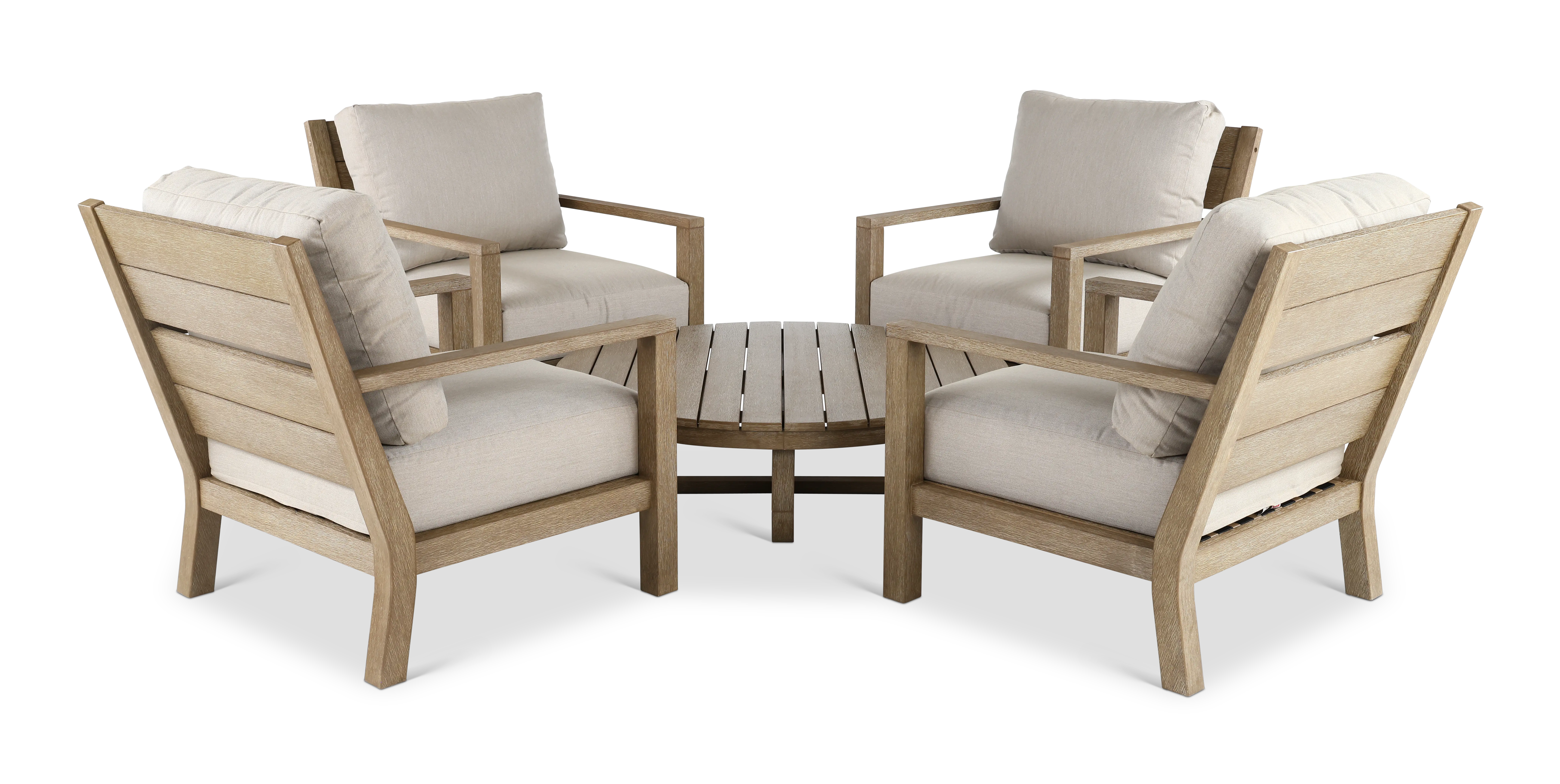 Palm Beach 5 Piece Natural and Beige Patio Seating Set-1