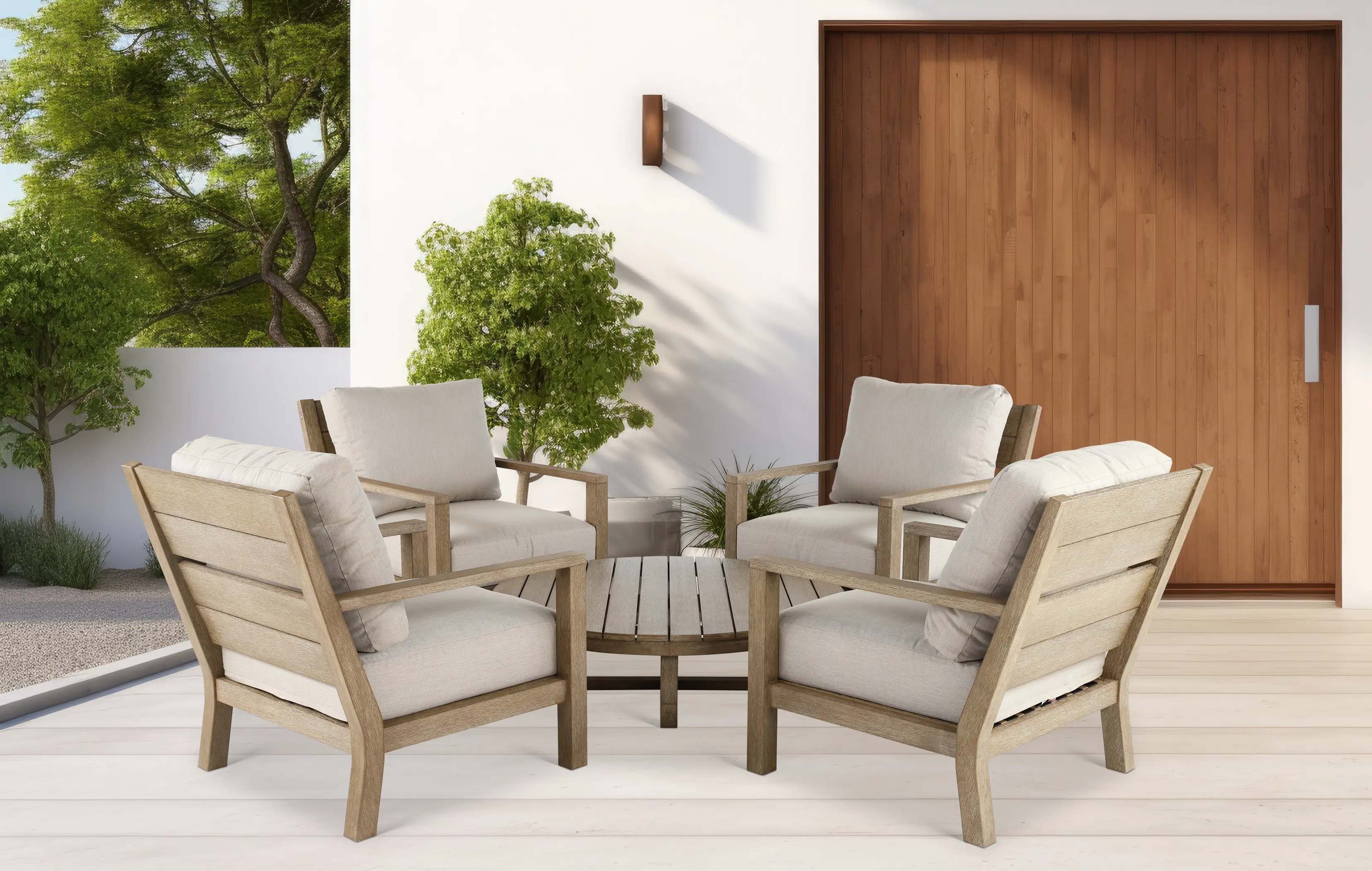 Palm Beach 5 Piece Natural and Beige Patio Seating Set-2