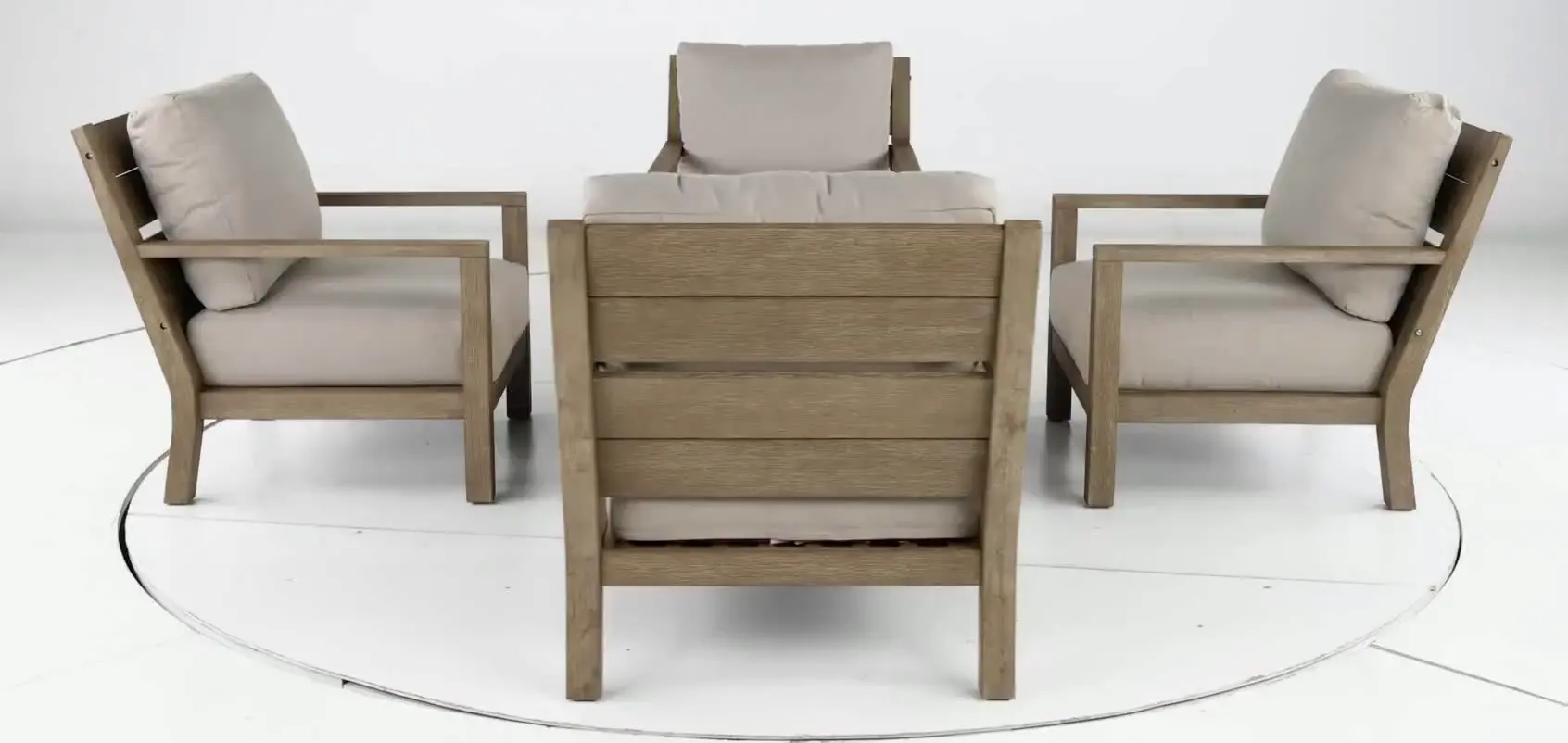 Palm Beach 5 Piece Natural and Beige Patio Seating Set-5