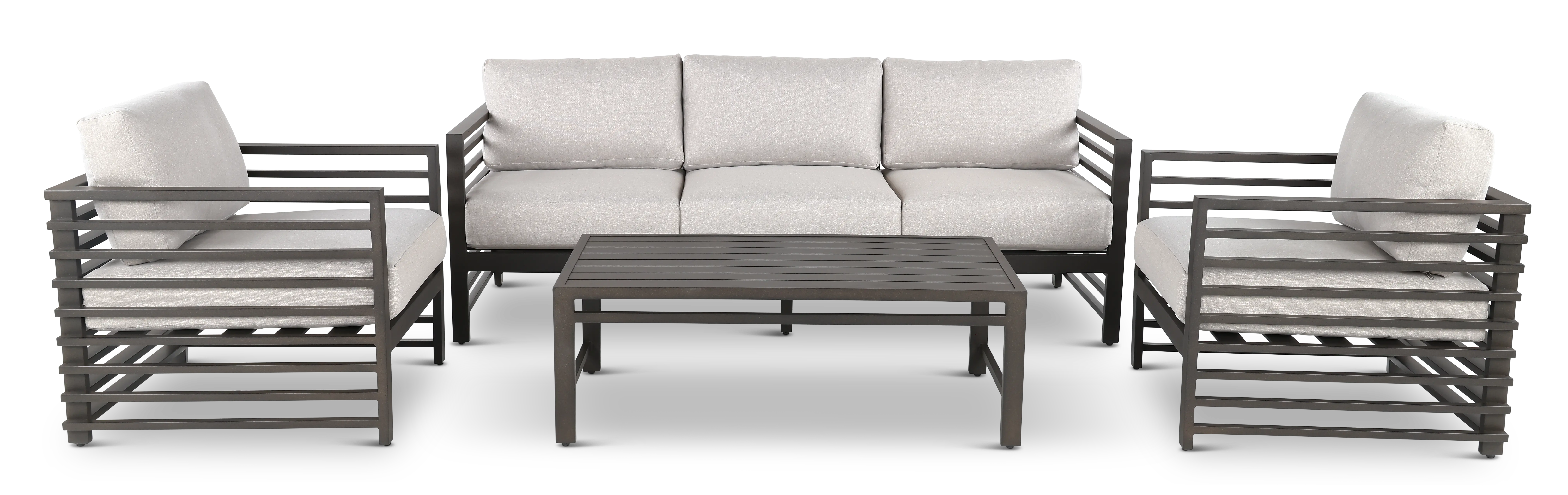 Luca 4 Piece Beige and Black Patio Seating Set-1
