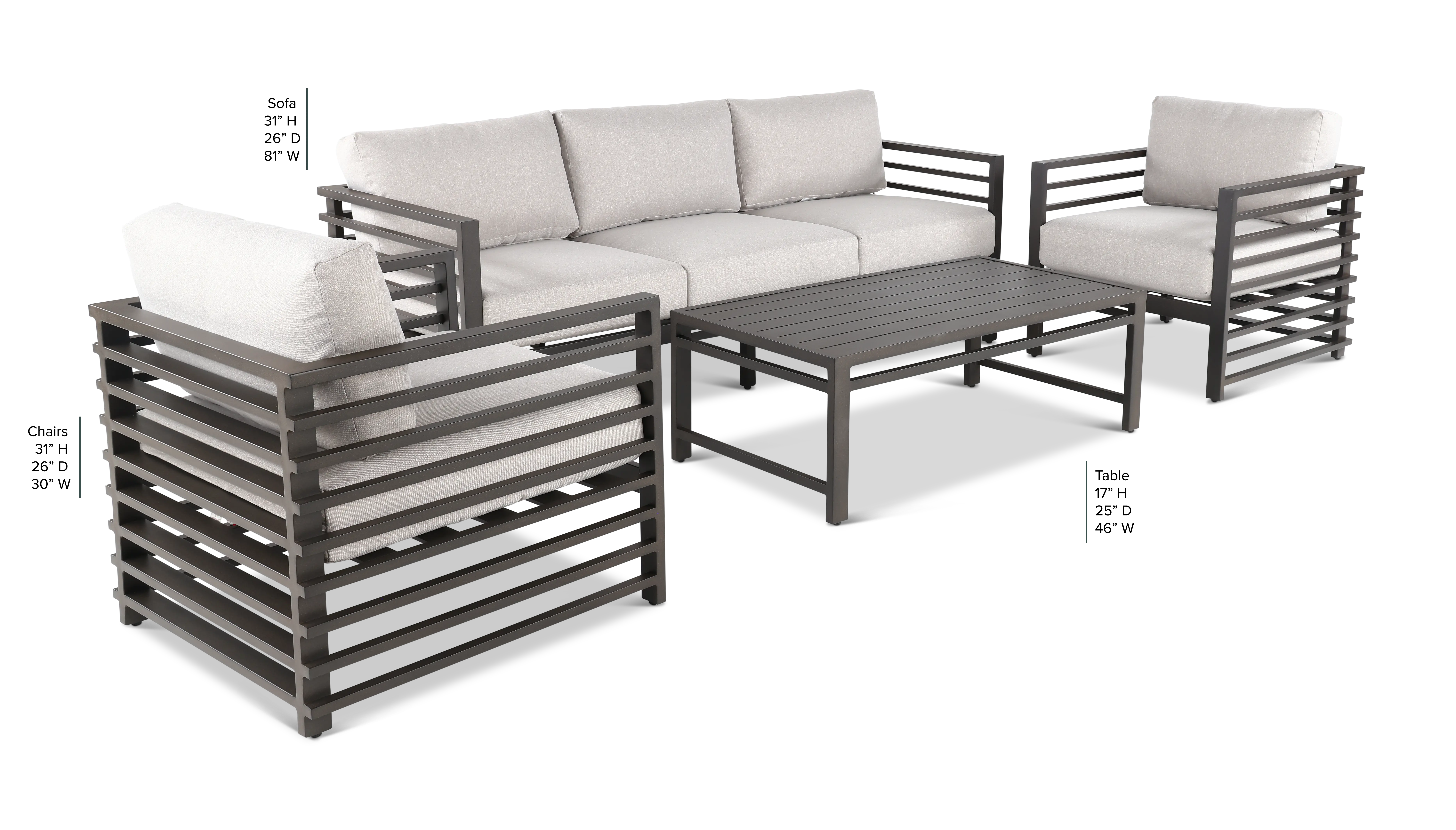 Luca 4 Piece Beige and Black Patio Seating Set-3