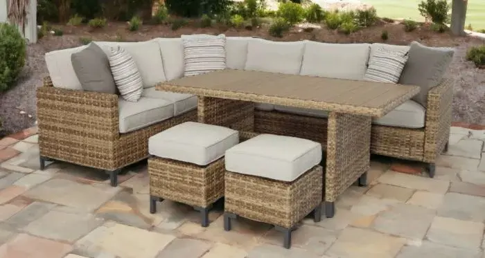 Hanover Brown and White Wicker Patio Seating Set-3