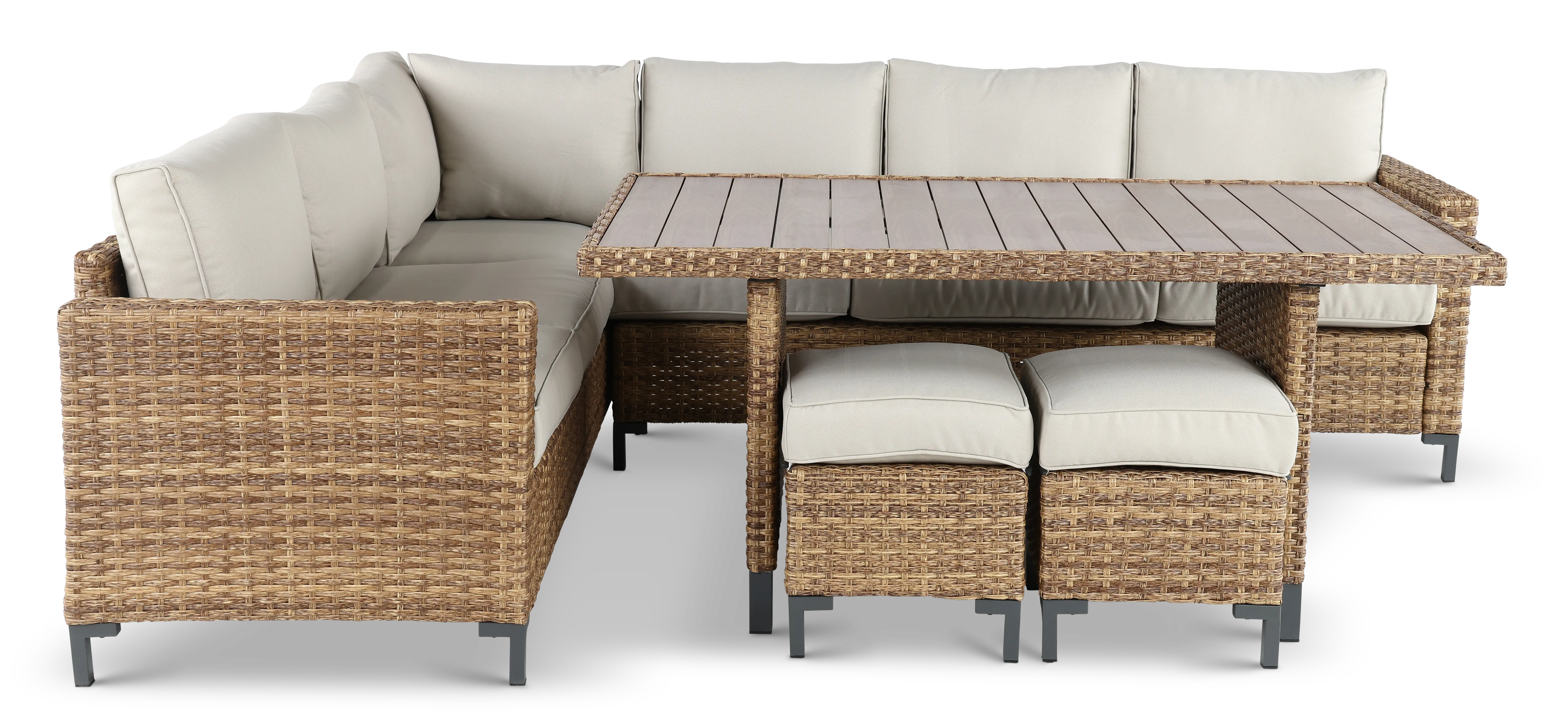 Hanover Brown and White Wicker Patio Seating Set-4