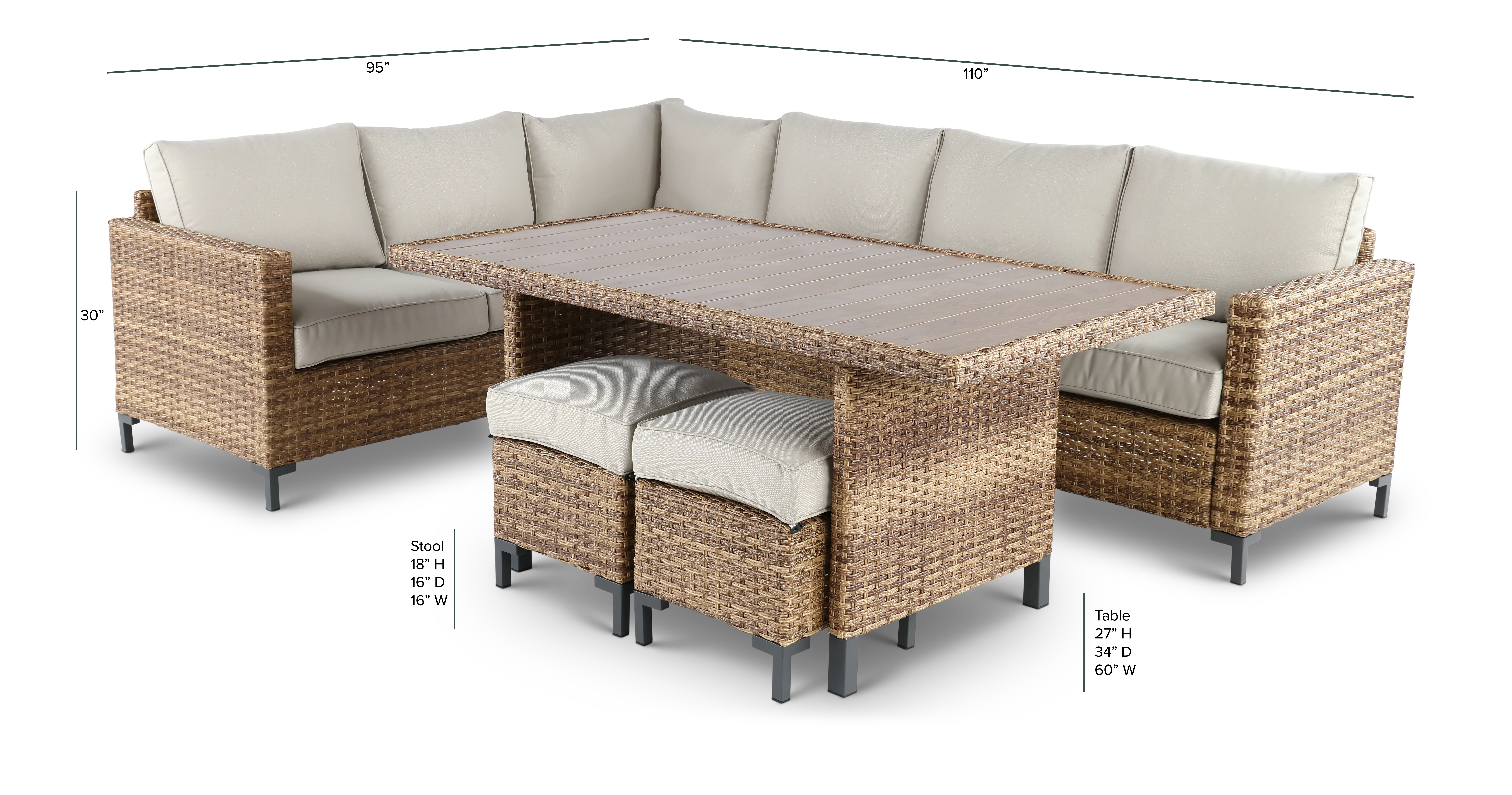 Hanover Brown and White Wicker Patio Seating Set-6