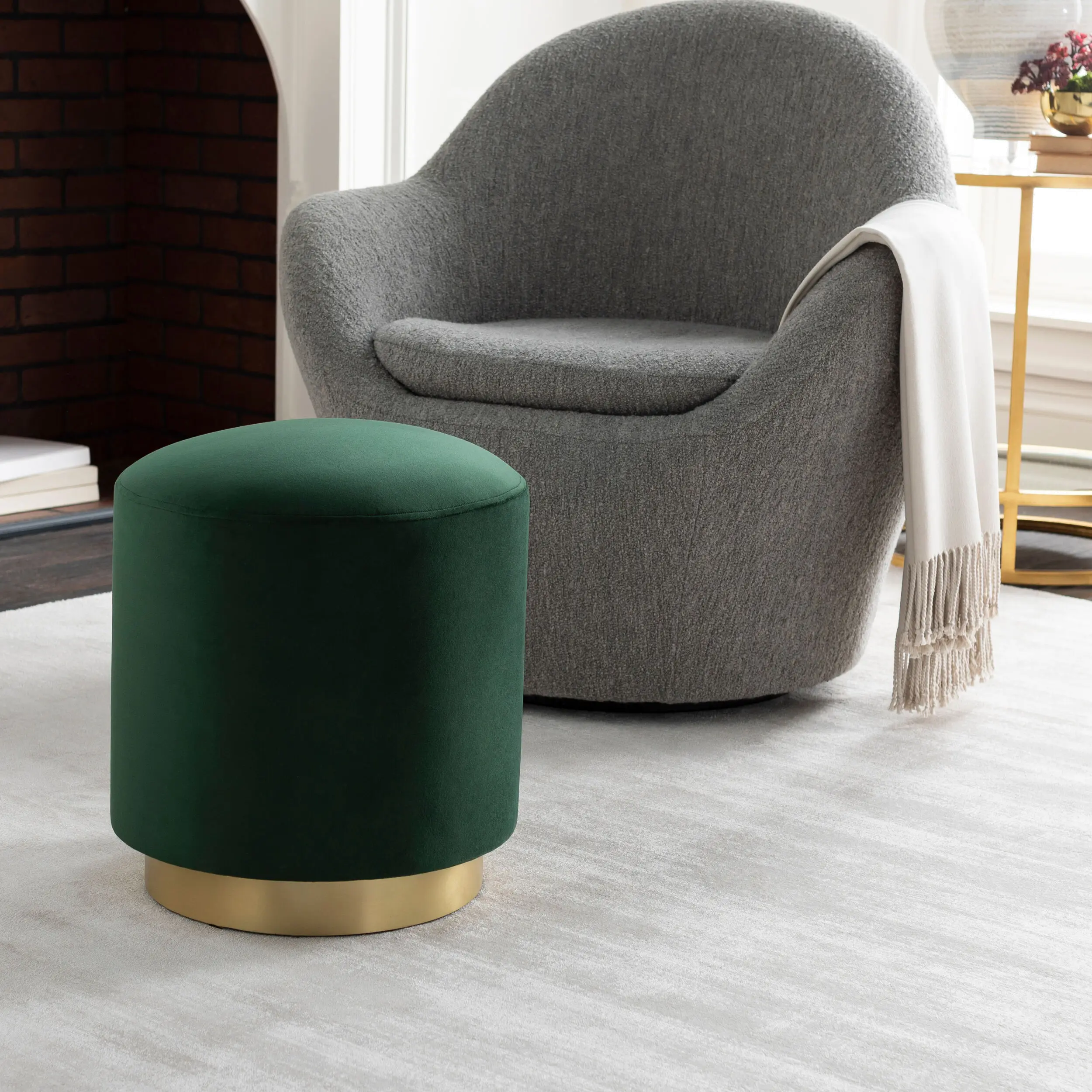 RON-006 Roxeanne Green Velvet Ottoman-2