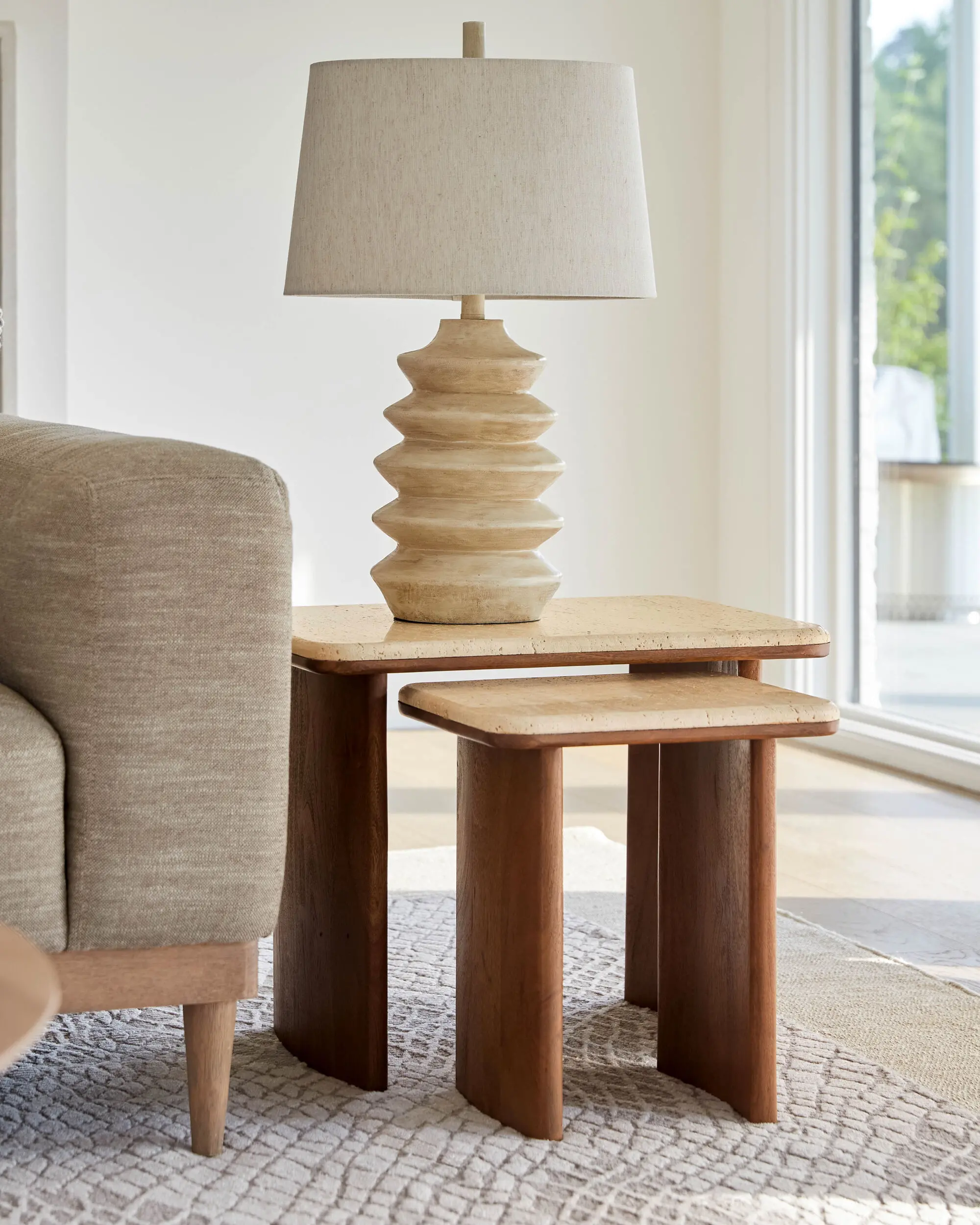 UAN001-SET Aluna Wood and Stone Nesting End Tables-2