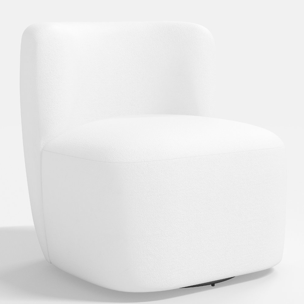 Neko Velvet White Swivel Chair