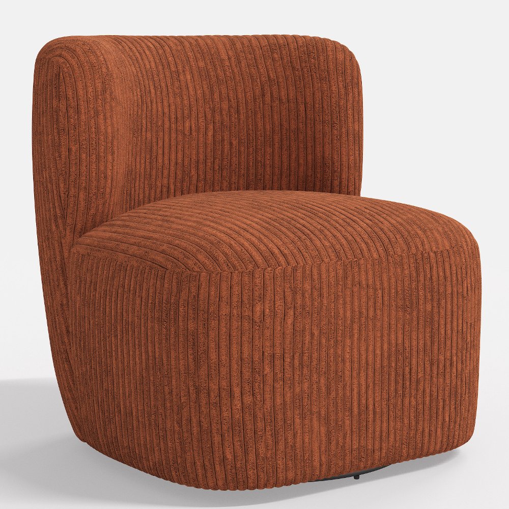 Neko Corded Velvet Rust Swivel Chair