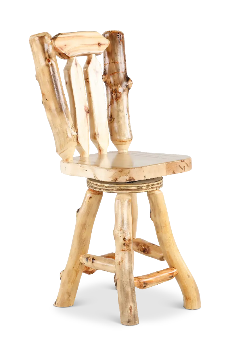 Aspen Natural Log Swivel Bar Stool