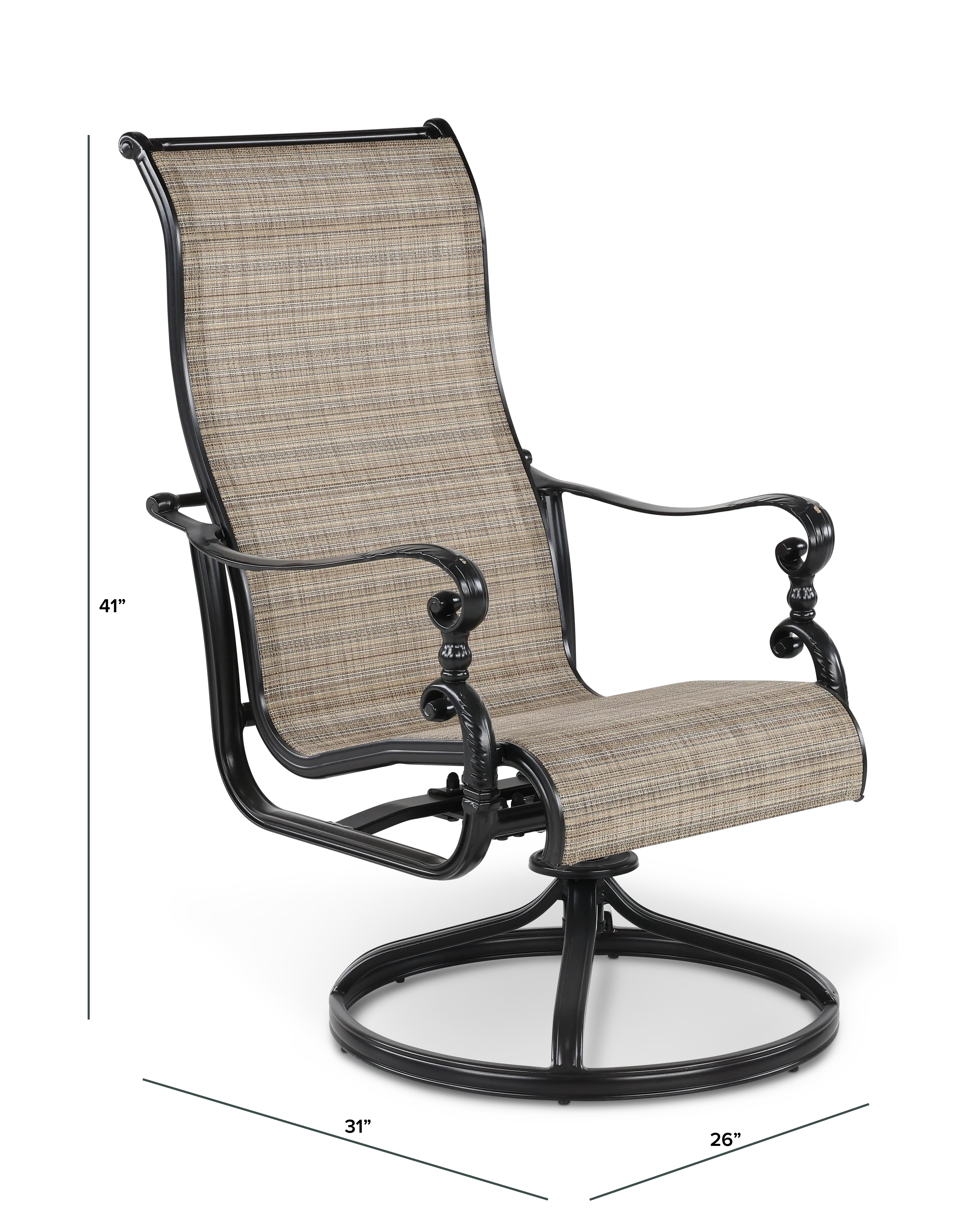 Montreal Brown Sling Swivel Patio Chair-3