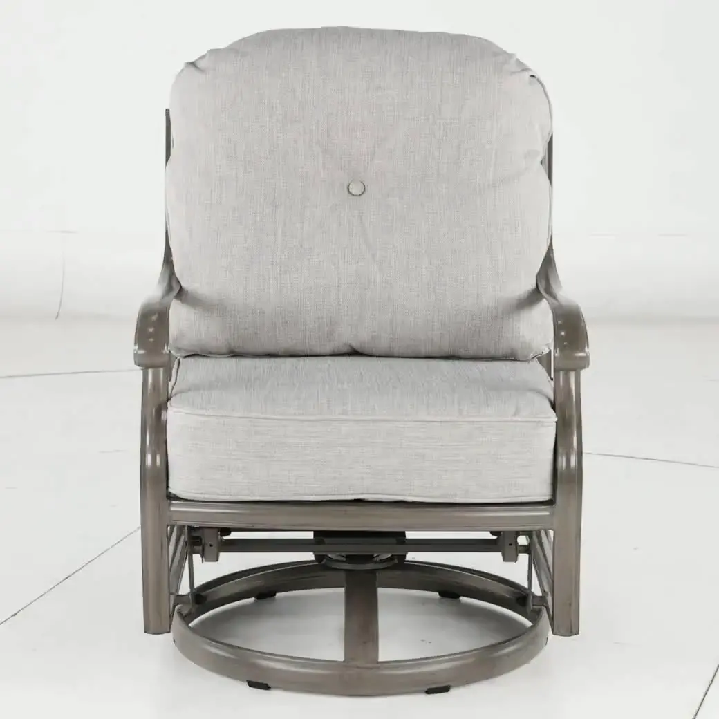 Macan Gray and Off White Patio Club Swivel Glider-6
