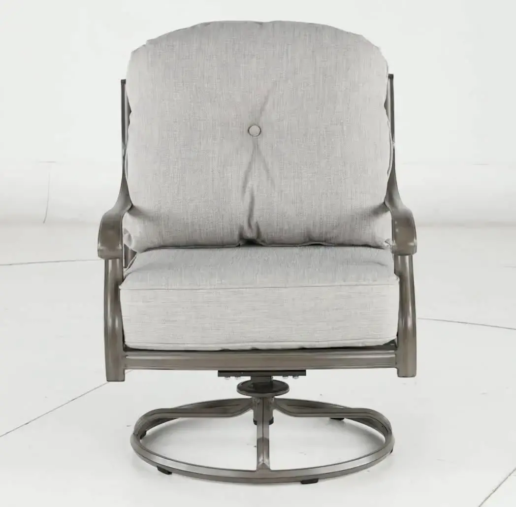 Macan Gray and Off White Patio Swivel Club Rocker-4