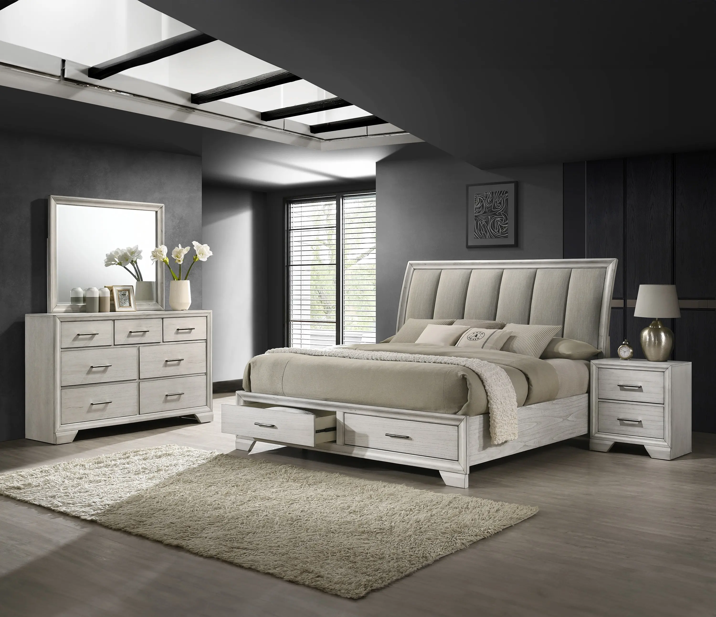 Jace White King Storage Bed-2
