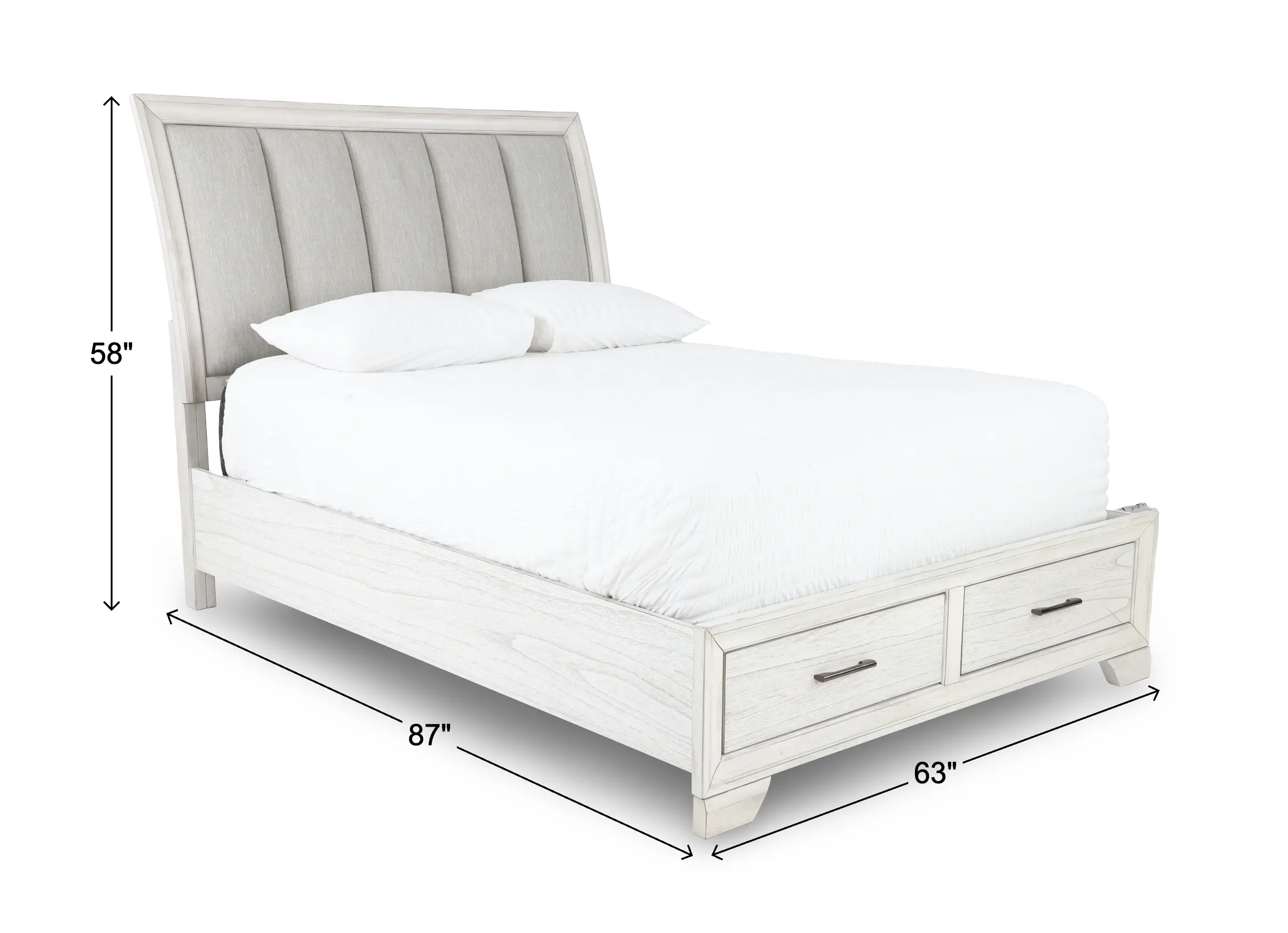 Jace White Queen Storage Bed-3