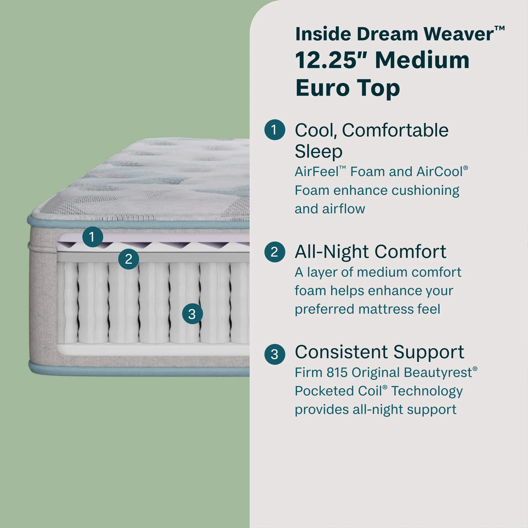 TM-700812181-1010 BeautySleep Dream Weaver Medium Euro Top Twin Mattress-6