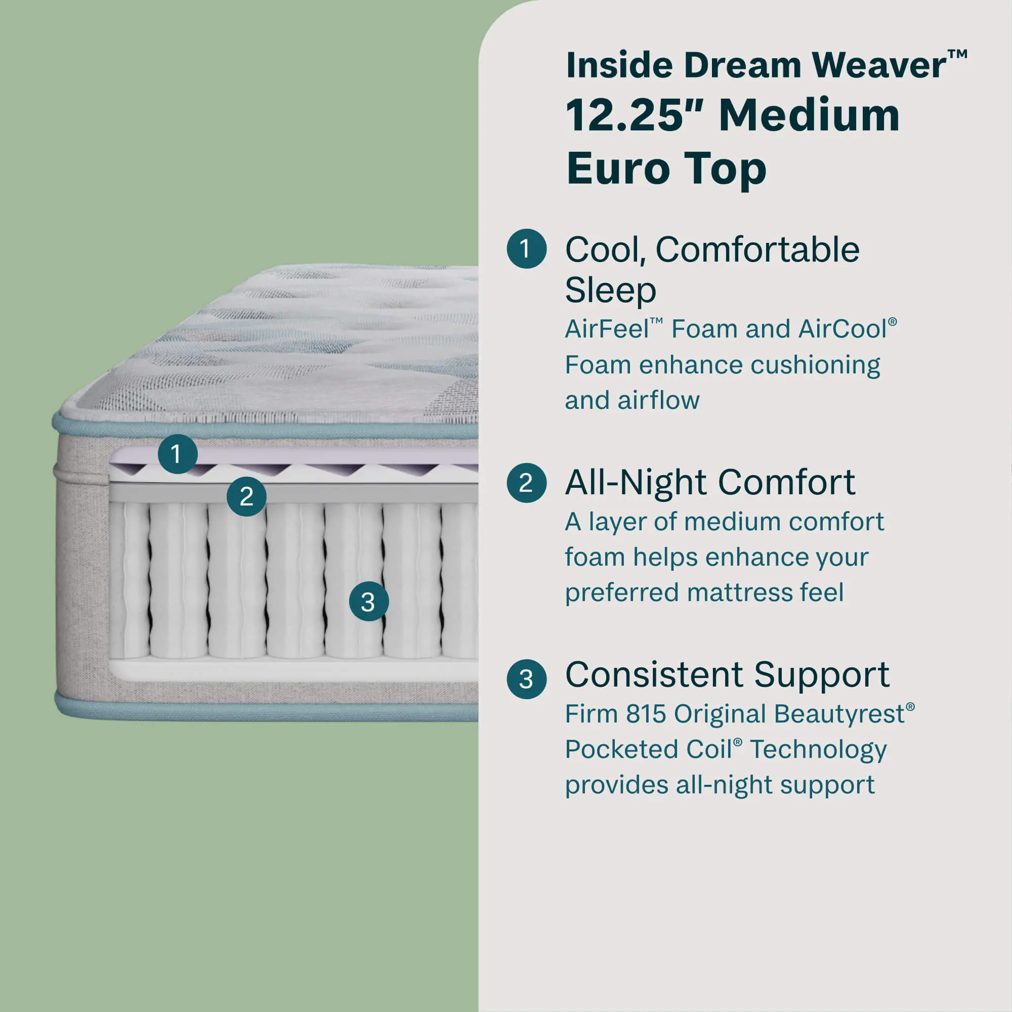 KM-700812181-1060 BeautySleep Dream Weaver Medium Euro Top King Mattress-7