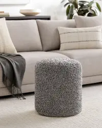 MHPF001-181616 Mohave Gray Boucle Pouf Ottoman
