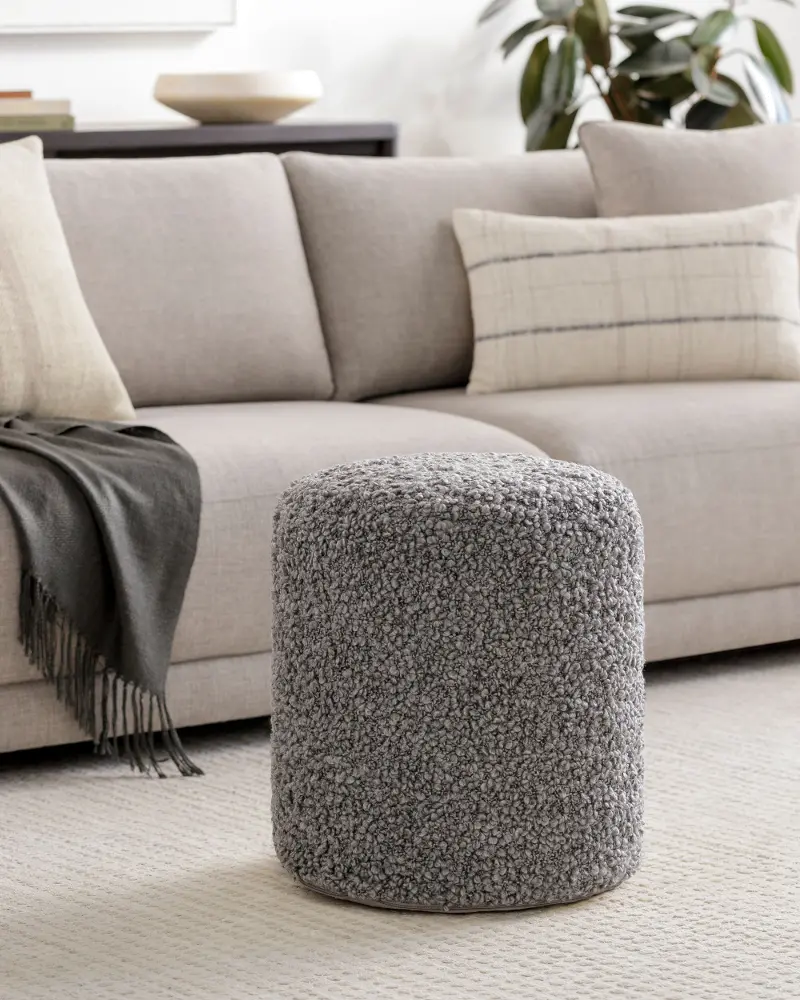 Mohave Gray Boucle Pouf Ottoman