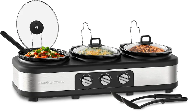 Complete Cuisine Triple 2.5 Quart Slow Cooker and Buffet Server