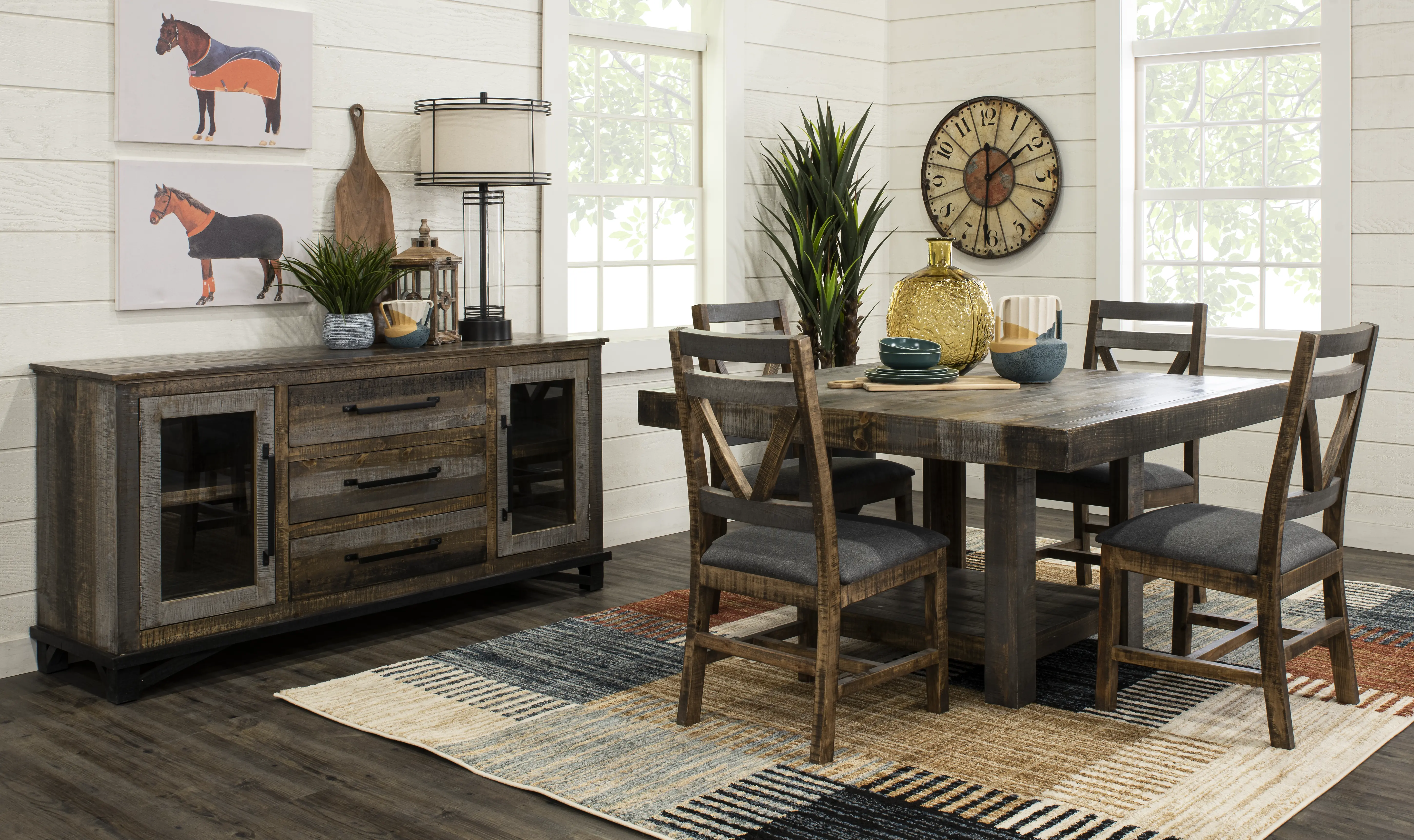 Loft Pine Charcoal Brown 5-Piece Dining Set-1
