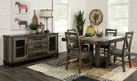 Loft Pine Charcoal Brown 5-Piece Dining Set