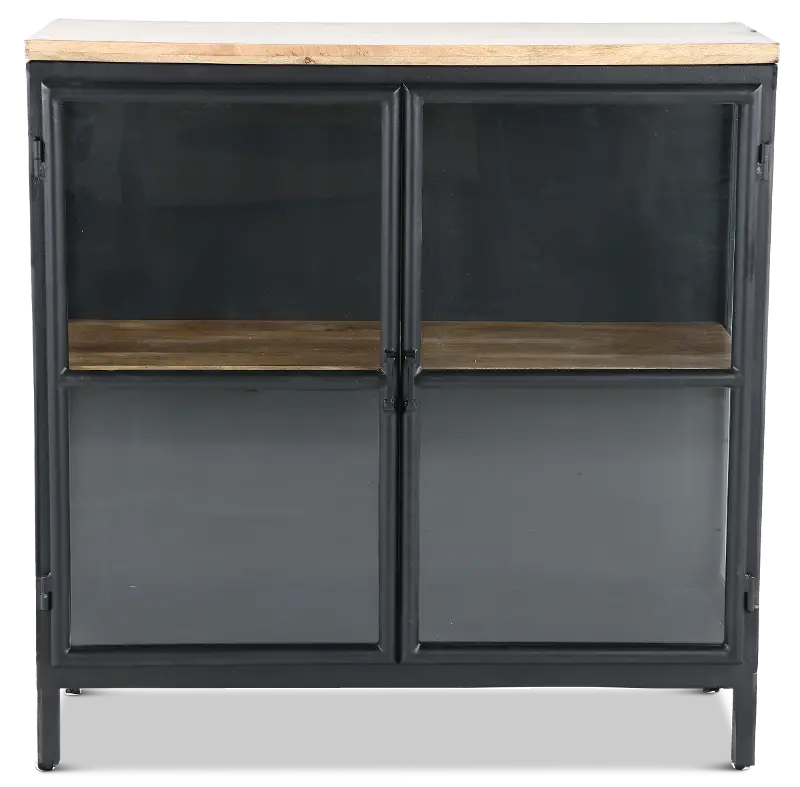 Browder Black and Natural 2-Door Cabinet