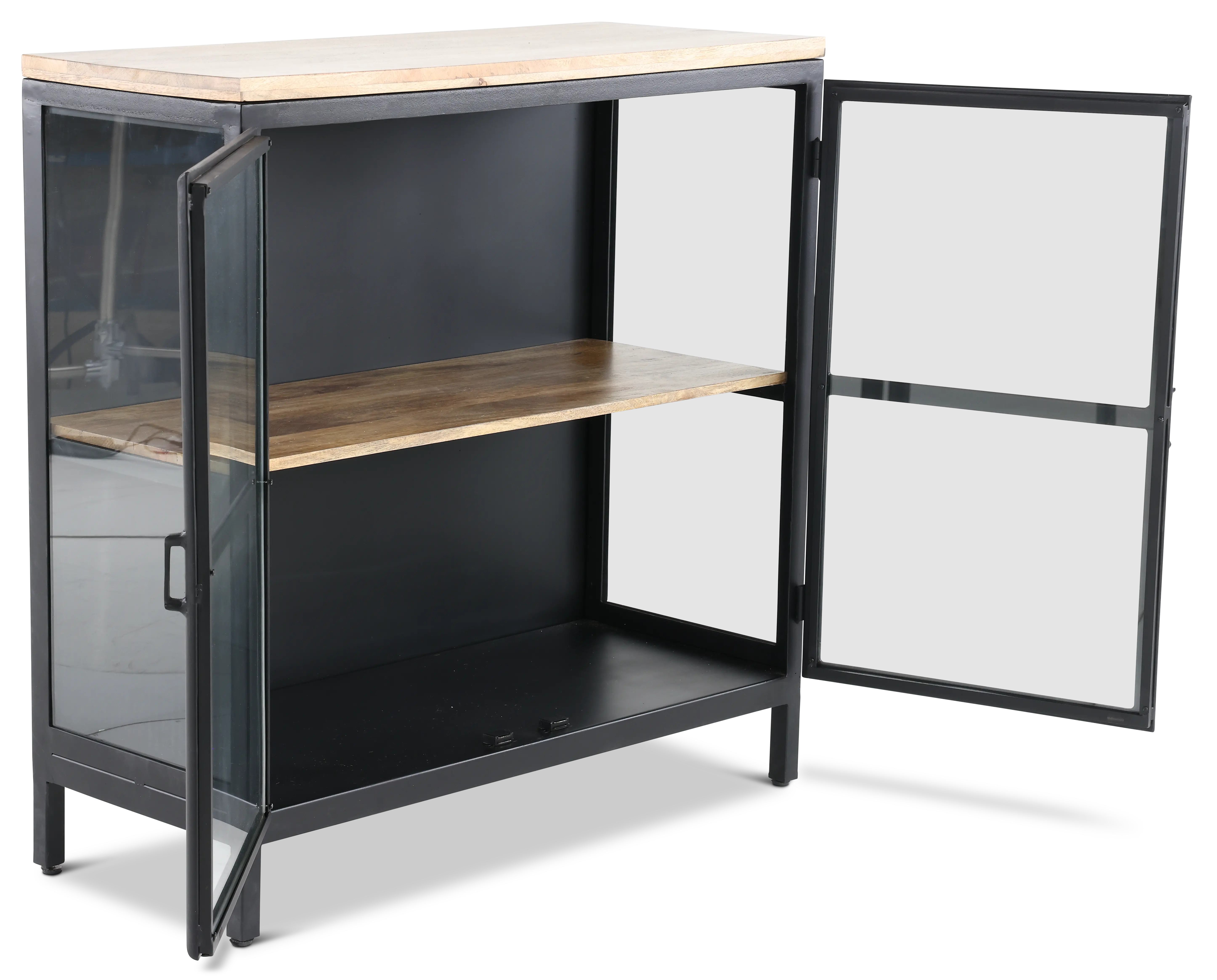 Browder Black and Natural 2-Door Cabinet-2