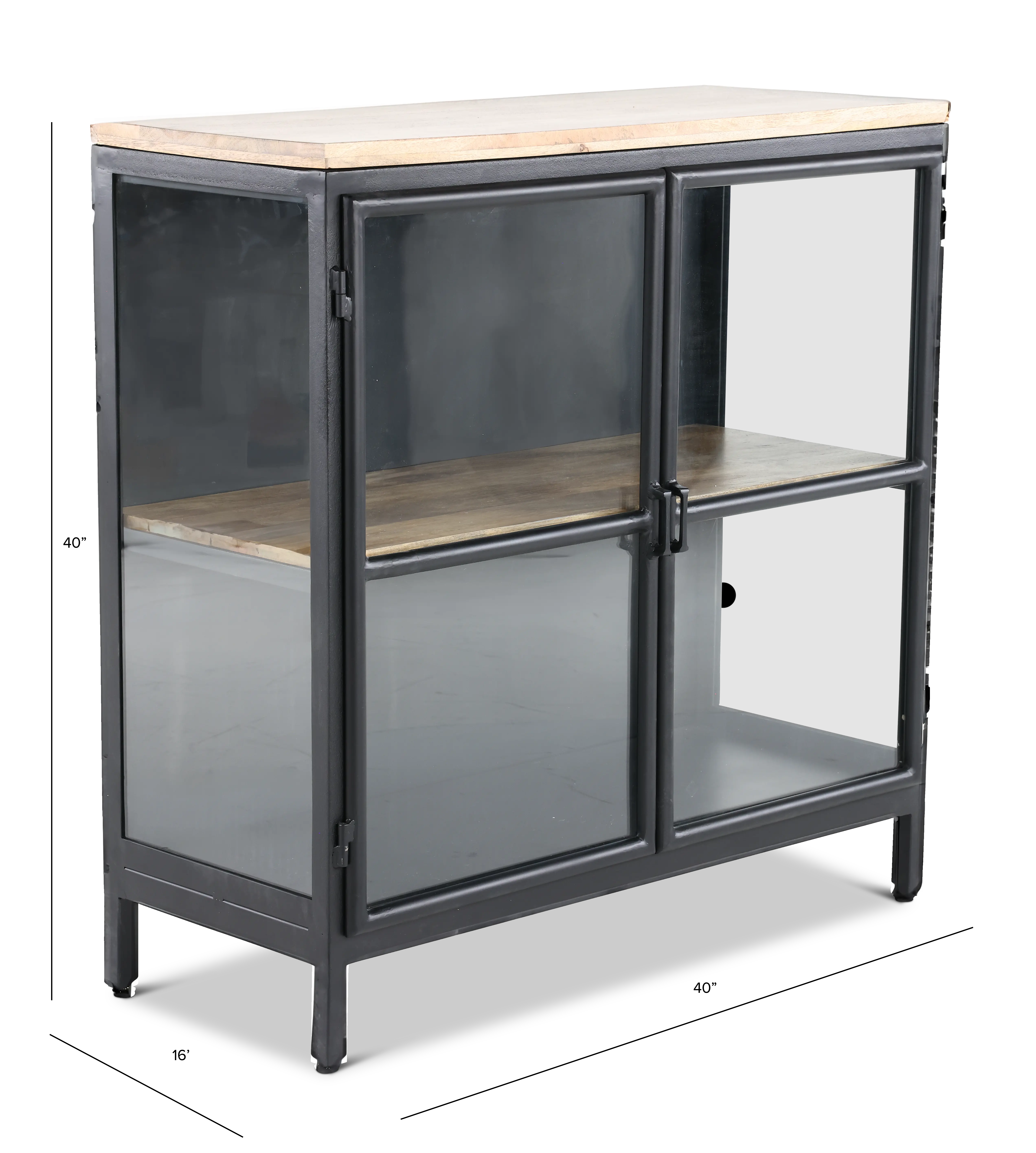 Browder Black and Natural 2-Door Cabinet-3