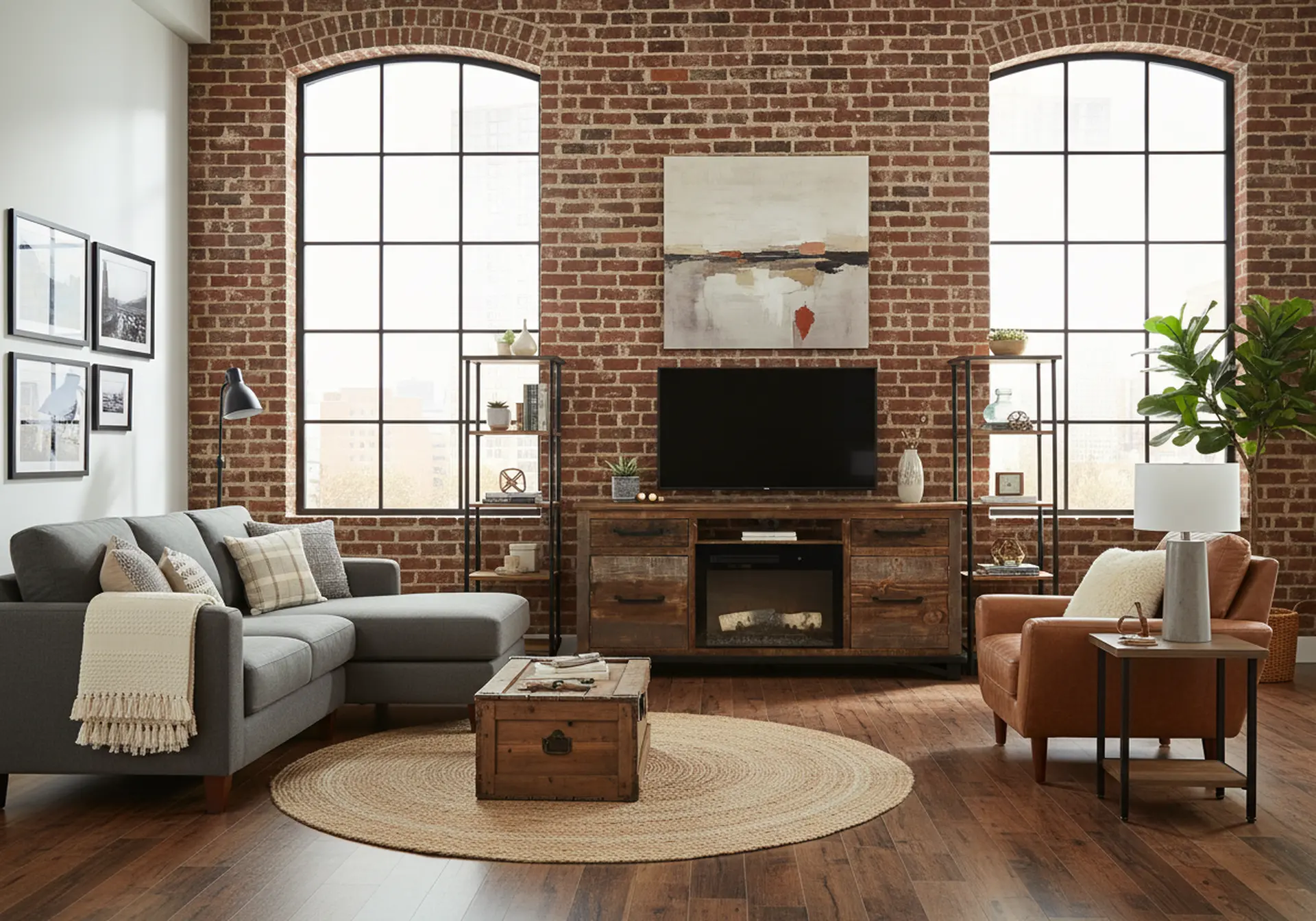 Loft Brown 70  Fireplace TV Stand-2