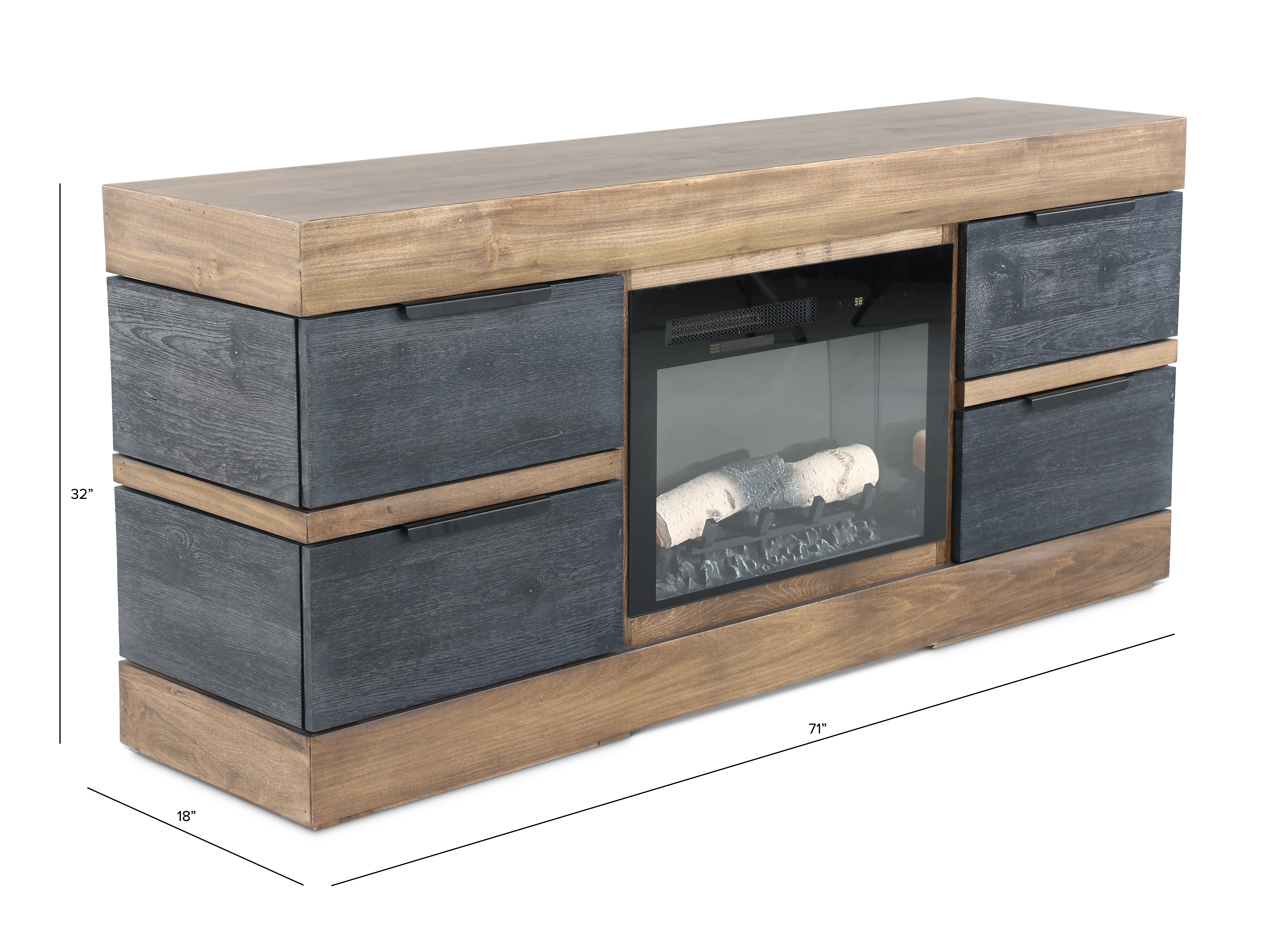 Tuxedo Brown and Black 70  Fireplace TV Stand-3