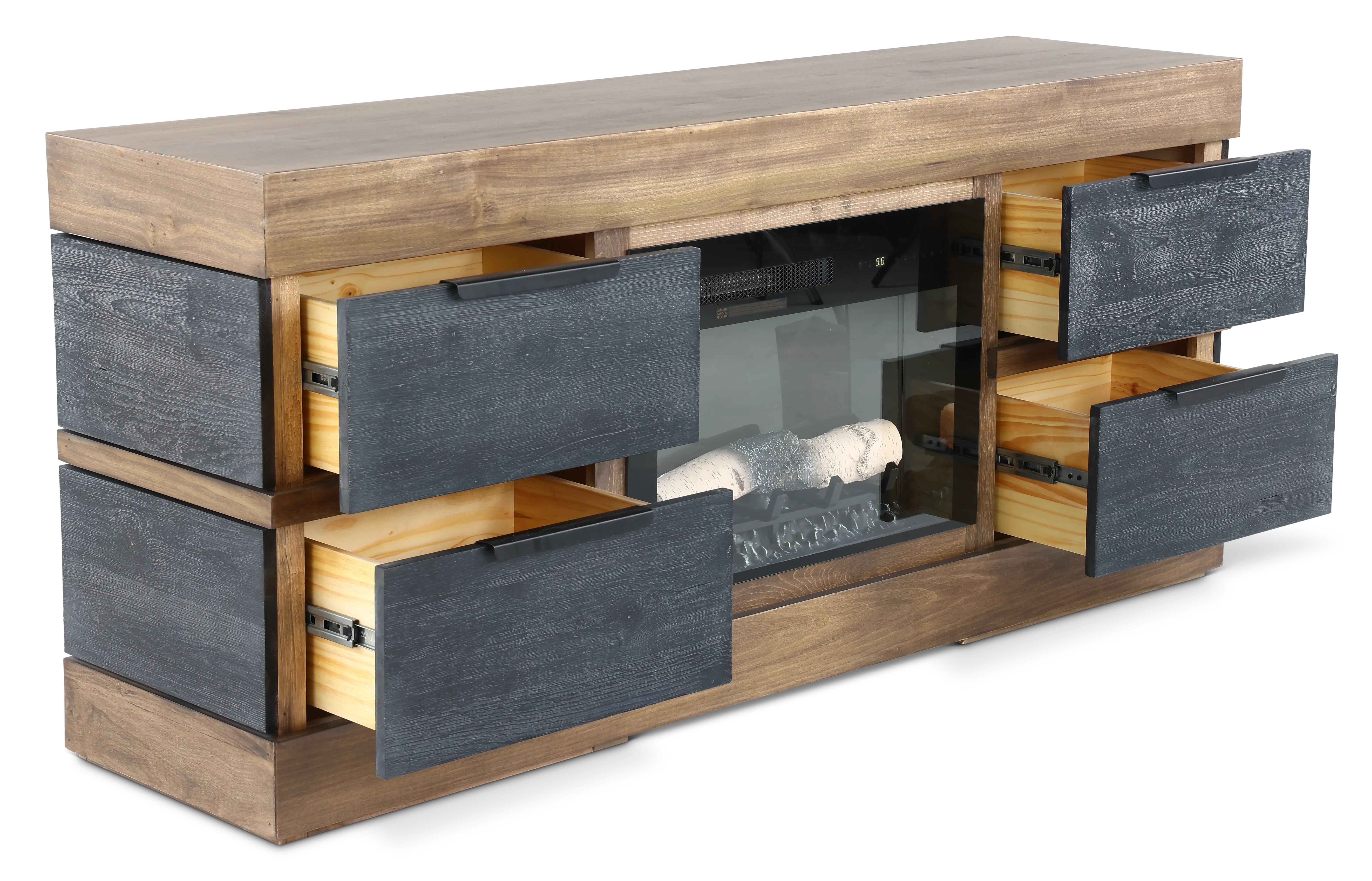 Tuxedo Brown and Black 70  Fireplace TV Stand-5