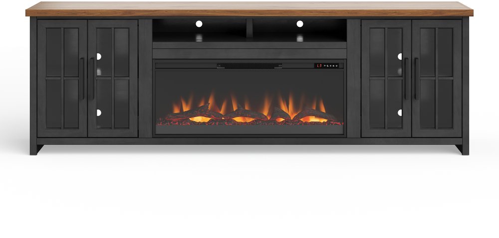 Essex Black and Brown 96" Fireplace TV Stand