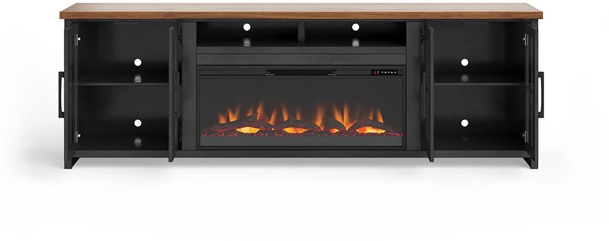 Essex Black and Brown 96  Fireplace TV Stand-2